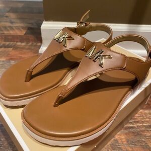 Michael Kors Tan Sandals with Gold Logo